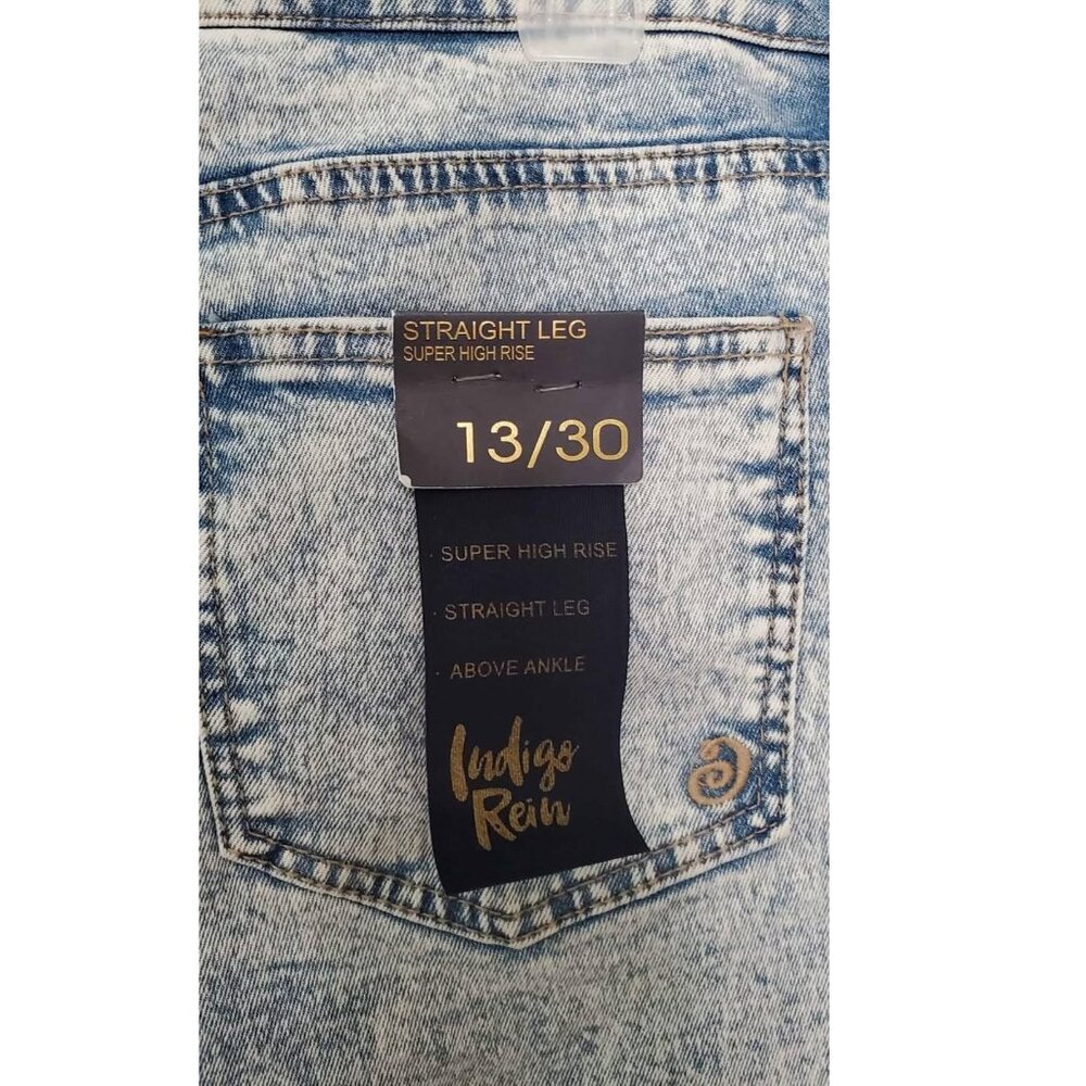 Indigo Rein jeans size 13/30- Straight Leg,Super High Rise, Ankle,Organic Cotton - Picture 3 of 4